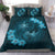 Hawaii Yin Yang Turtle Shark Hibiscus Plumeria Bedding Set - Turquoise - Polynesian Pride