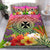 Wallis And Futuna Polynesian Bedding Set - Manta Ray Tropical Flowers Pink - Polynesian Pride