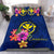 Polynesian Bedding Set - Hawaii Duvet Cover Set Floral With Seal Blue Blue - Polynesian Pride