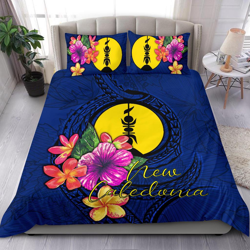 Polynesian Bedding Set - New Caledonia Duvet Cover Set Floral With Seal Blue Blue - Polynesian Pride