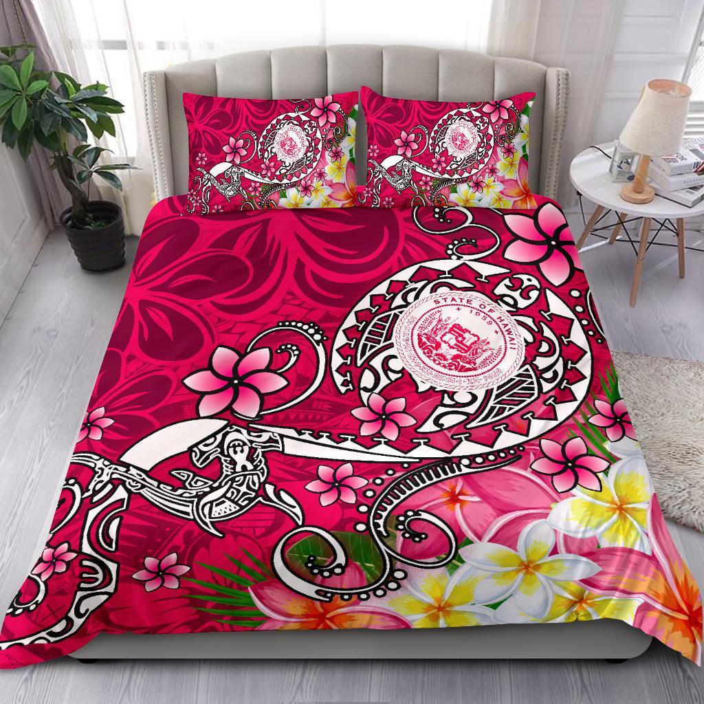 Hawaii Polynesian Bedding Set - Hawaii Seal With Turtle Plumeria (Pink) Pink - Polynesian Pride