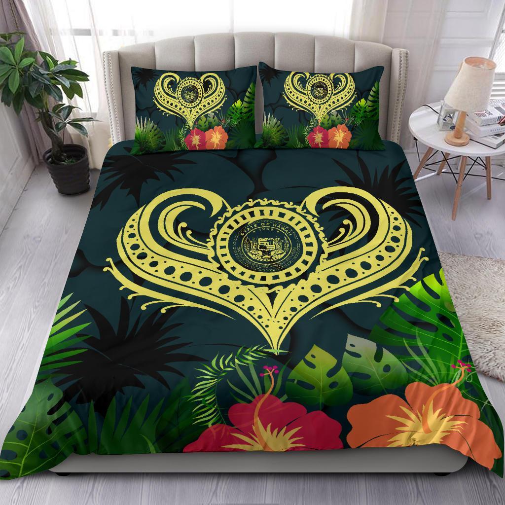 Polynesian Hawaii Bedding Set - Heart with Green - Polynesian Pride