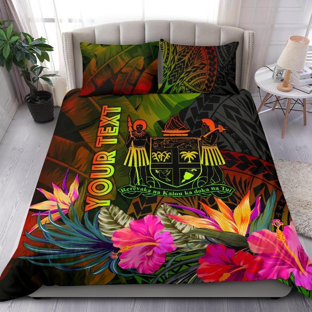 Fiji Polynesian Personalised Bedding Set - Hibiscus and Banana Leaves Reggae - Polynesian Pride