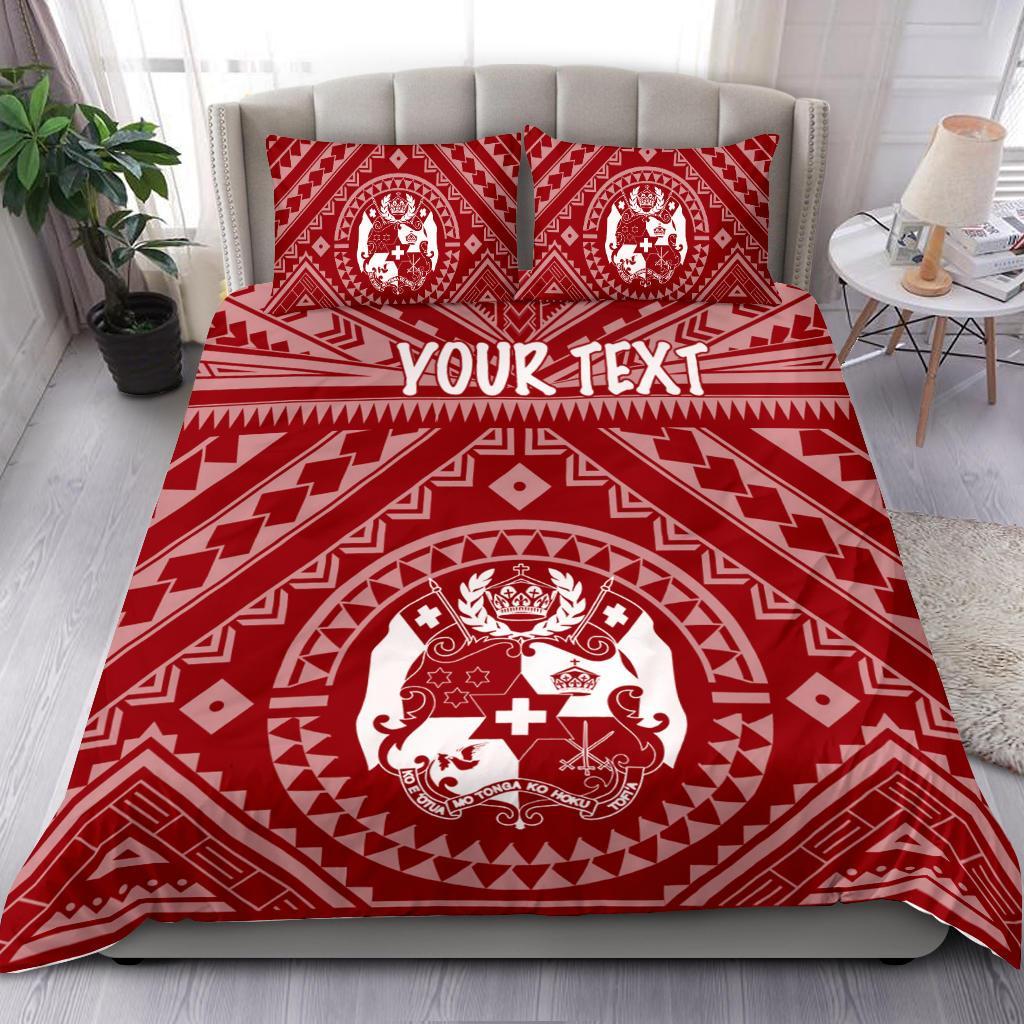 Tonga Personalised Bedding Set - Tonga Seal With Polynesian Tattoo Style (Red) Red - Polynesian Pride