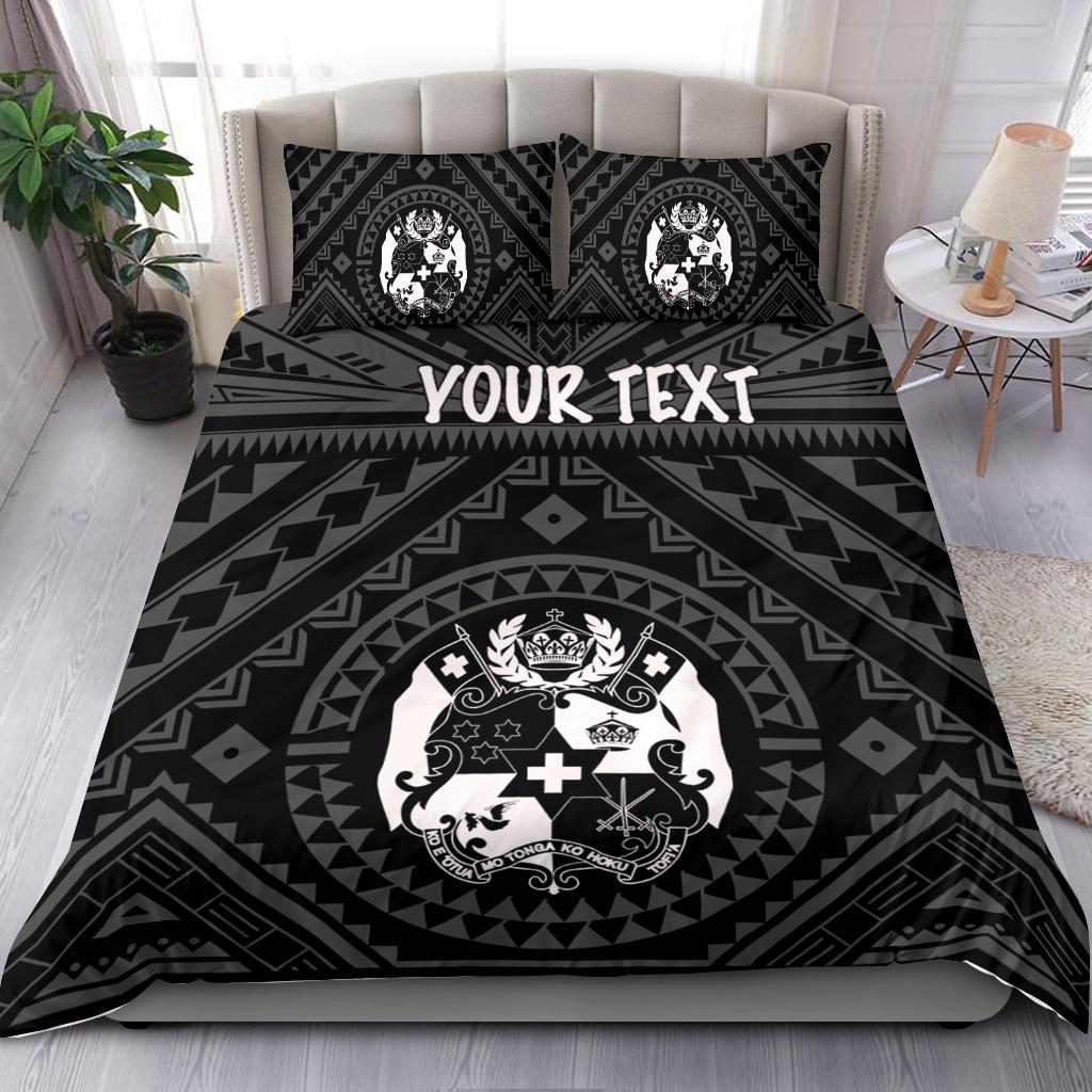 Tonga Personalised Bedding Set - Tonga Seal With Polynesian Tattoo Style (Black) Black - Polynesian Pride