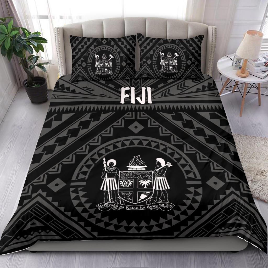 Fiji Bedding Set - Fiji Seal With Polynesian Tattoo Style (Black) Black - Polynesian Pride