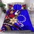 Cook Islands Bedding Set - Tribal Flower With Special Turtles Blue Color - Polynesian Pride