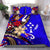 Kosrae Polynesian Bedding Set - Tribal Flower With Special Turtles Blue Color - Polynesian Pride