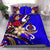 Vanuatu Bedding Set - Tribal Flower With Special Turtles Blue Color - Polynesian Pride