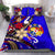 Tonga Polynesian Bedding Set - Tribal Flower With Special Turtles Blue Color - Polynesian Pride