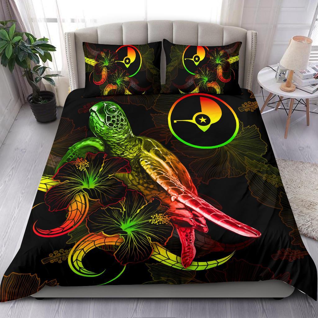 Yap Polynesian Bedding Set - Turtle With Blooming Hibiscus Reggae Reggae - Polynesian Pride