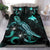 Papua New Guinea Polynesian Bedding Set - Turtle With Blooming Hibiscus Turquoise Turquise - Polynesian Pride