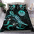 Tahiti Polynesian Bedding Set - Turtle With Blooming Hibiscus Turquoise Art - Polynesian Pride