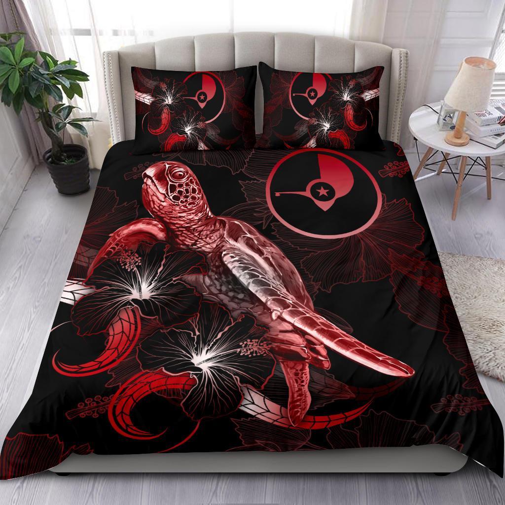 Yap Polynesian Bedding Set - Turtle With Blooming Hibiscus Red Red - Polynesian Pride