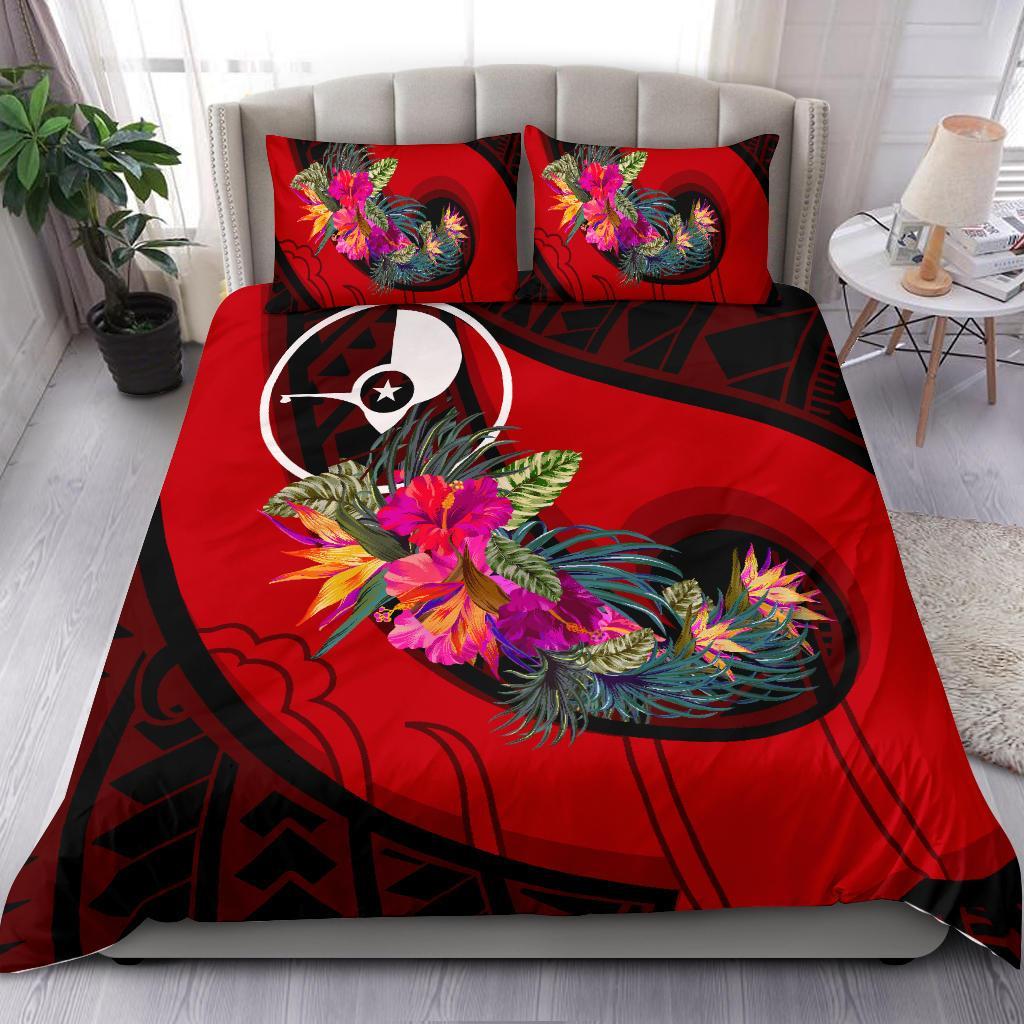 Yap Bedding Set - Polynesian Hook And Hibiscus (Red) Red - Polynesian Pride