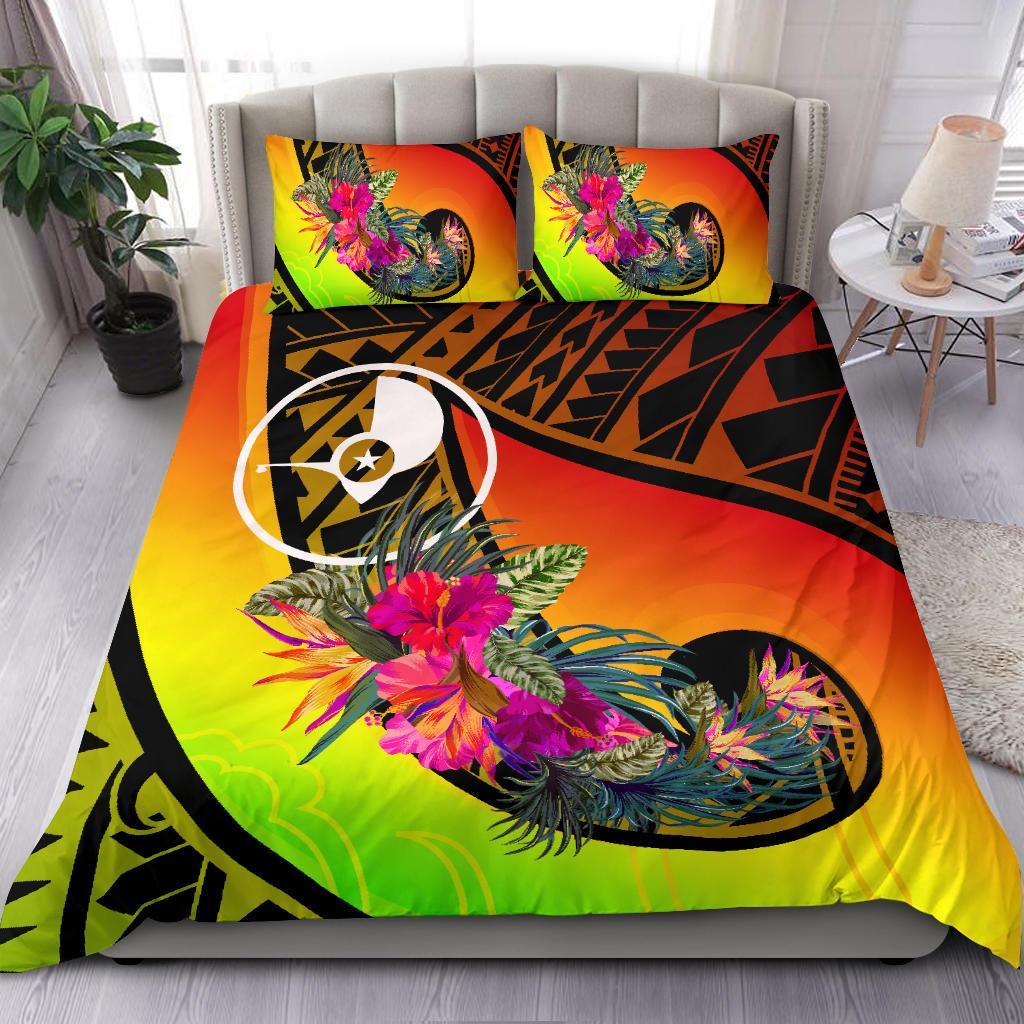 Yap Bedding Set - Polynesian Hook And Hibiscus (Raggae) Art - Polynesian Pride