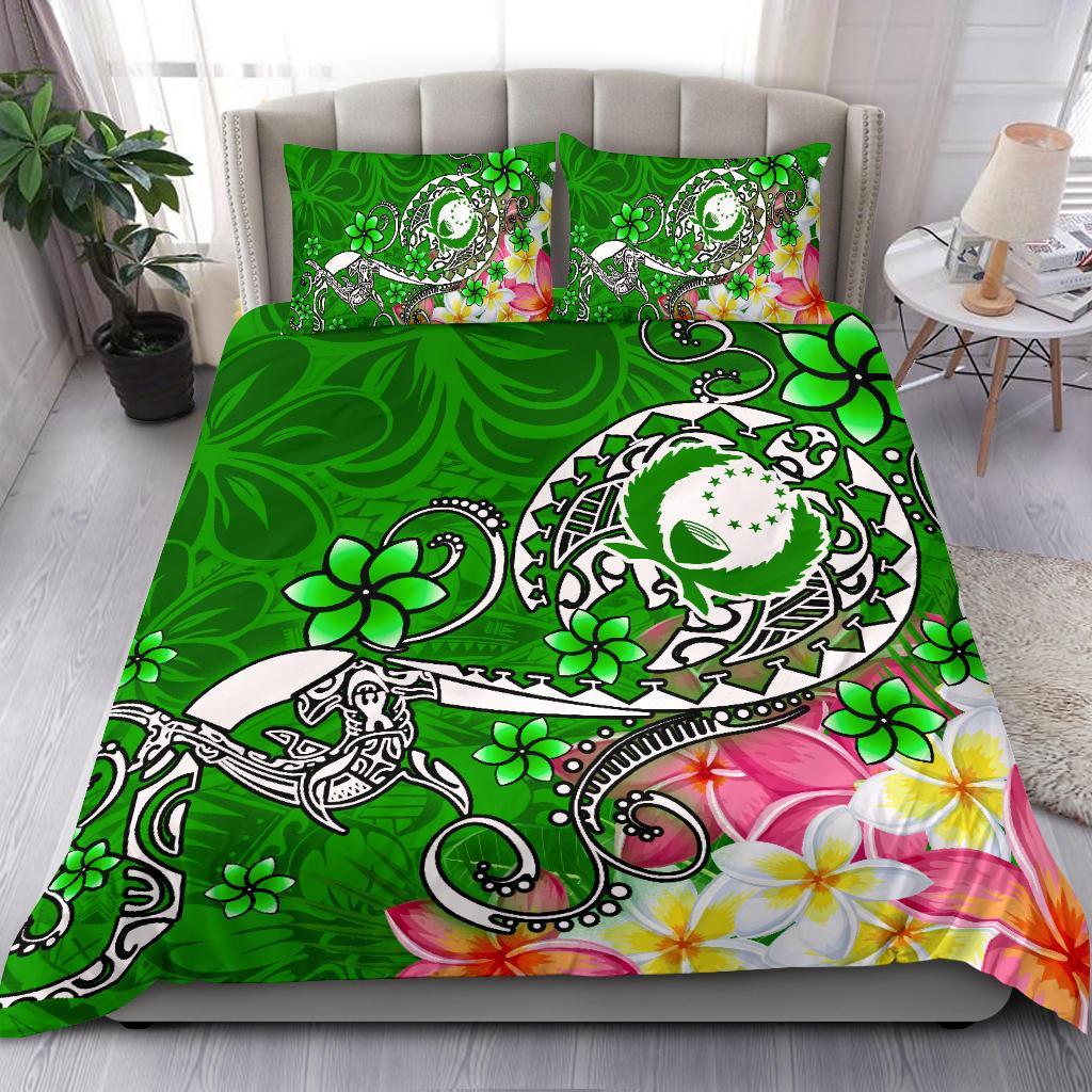 Pohnpei Bedding Set - Turtle Plumeria (Green) Green - Polynesian Pride