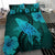 Hawaiian Map Whale Swim Hibiscus Polynesian Bedding Set - Turquoise - Polynesian Pride