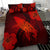 Hawaiian Map Whale Swim Hibiscus Polynesian Bedding Set - Red - Polynesian Pride