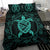 Hawaiian Map Turtle Wave Polynesian Bedding Set Turquoise - Polynesian Pride