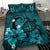 Hawaiian Map Big Turtle Hibiscus Plumeria Tribal Polynesian Bedding Set - Turquoise - Polynesian Pride