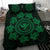 Hawaiian Map Kanaka Turtles Circle Style Green Polynesian Bedding Set - Polynesian Pride