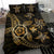 Hawaiian Map Art Turtle Kanaka Hibiscus Plumeria Gold Polynesian Bedding Set - Polynesian Pride