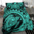 Hawaiian Map Kanaka Honu Hibiscus Turquoise Globular Polynesian Bedding Set - Polynesian Pride