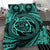 Hawaiian Kanaka Honu Hibiscus Tornado Turquoise Polynesian Bedding Set - Polynesian Pride