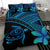 Hawaiian Turtle Kakau Plumeria Polynesian Bedding Set Blue - Polynesian Pride