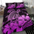 Hawaiian Map Hibiscus Turtle Polynesian Bedding Set Pink - Polynesian Pride