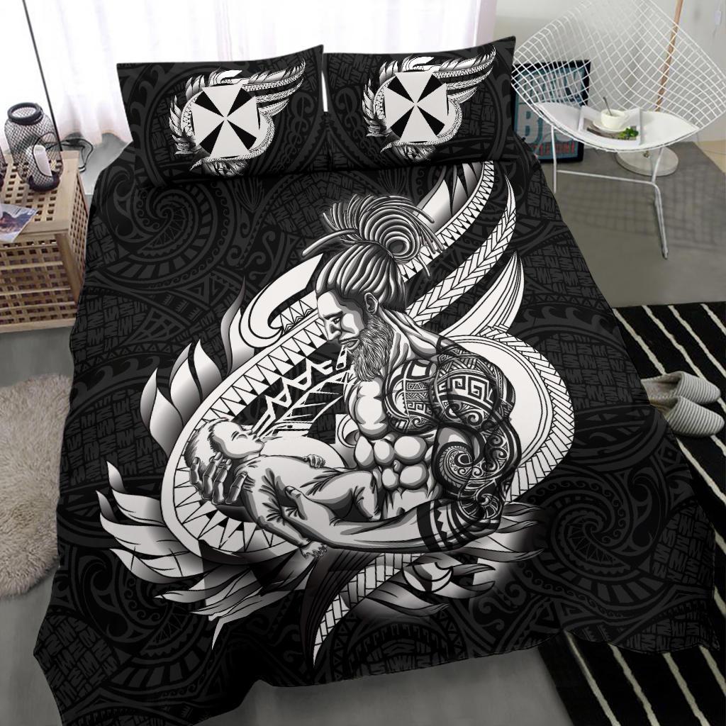 Polynesian Bedding Set - Wallis And Futuna Duvet Cover Set Father And Son Black Black - Polynesian Pride