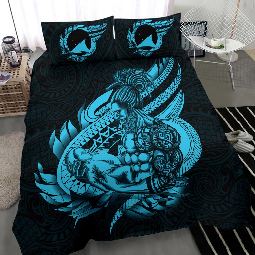 Polynesian Bedding Set - Tokelau Duvet Cover Set Father And Son Emerald Emerald - Polynesian Pride