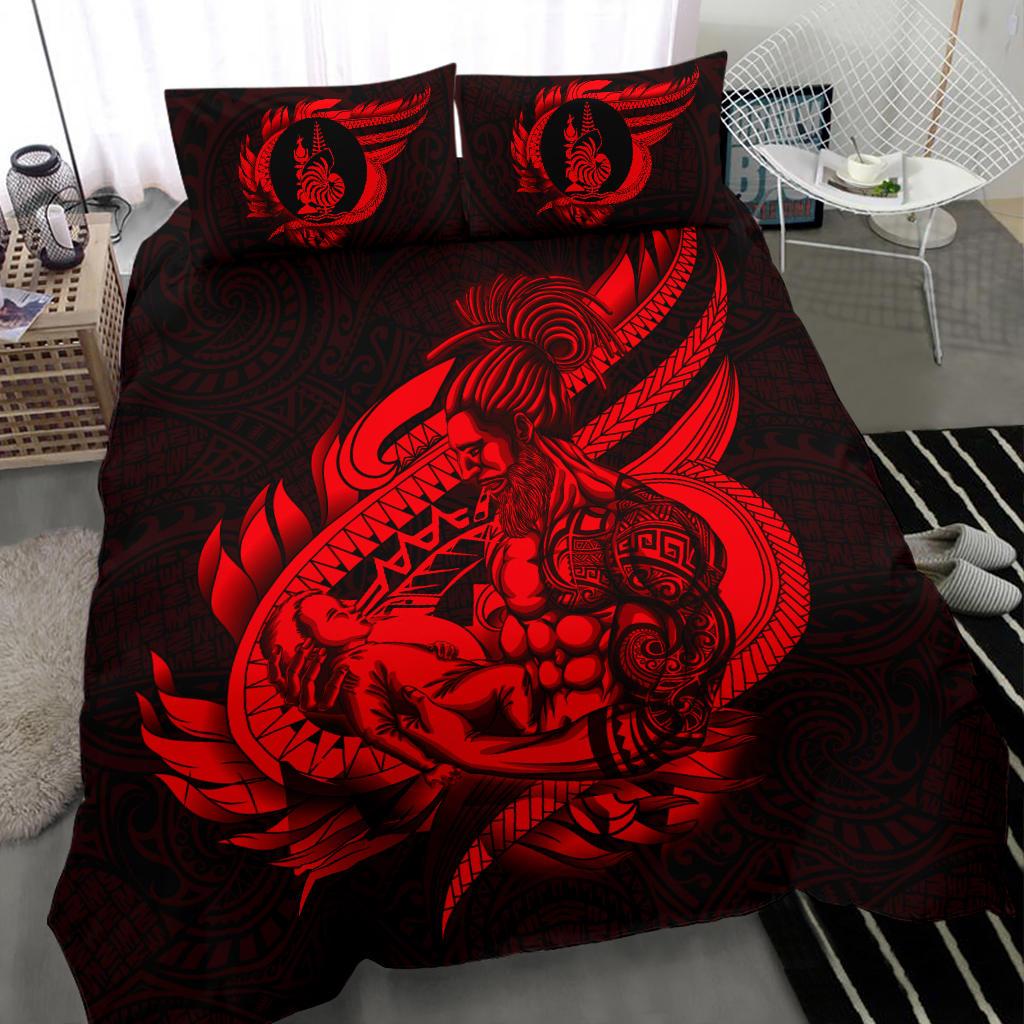 Polynesian Bedding Set - New Caledonia Duvet Cover Set Father And Son Red Red - Polynesian Pride