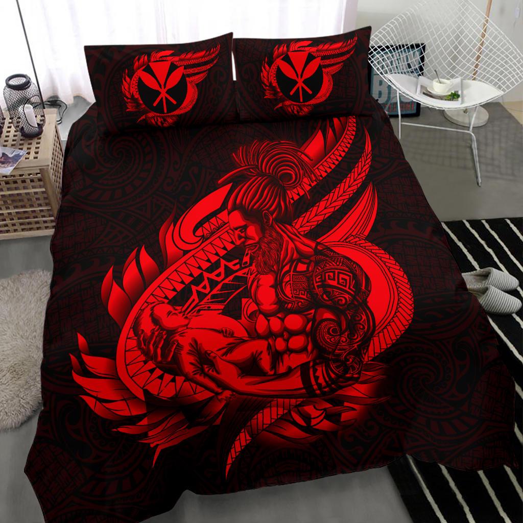 Polynesian Bedding Set - Hawaii Duvet Cover Set Father And Son Red Red - Polynesian Pride