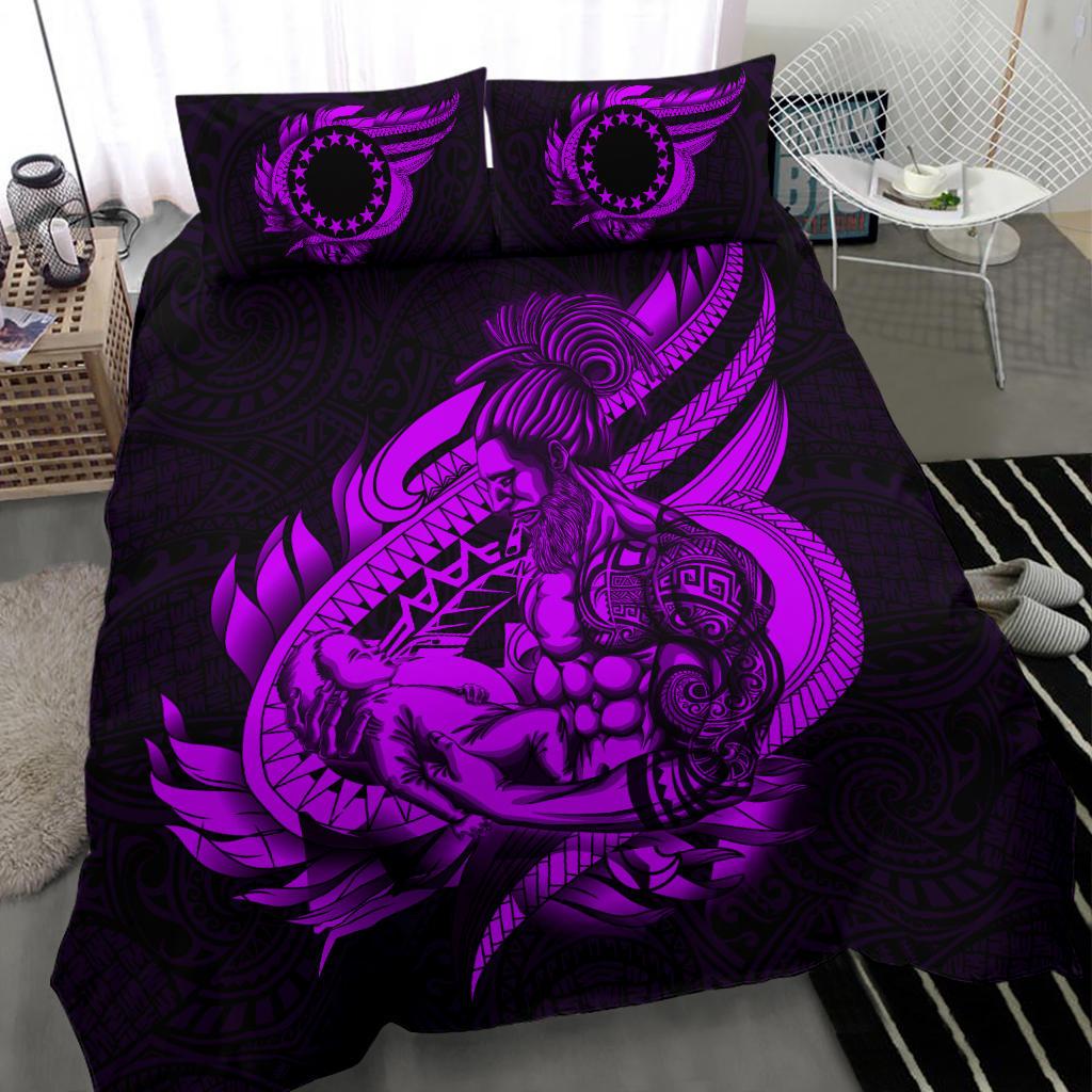 Polynesian Bedding Set - Cook islands Duvet Cover Set Father And Son Purple Purple - Polynesian Pride