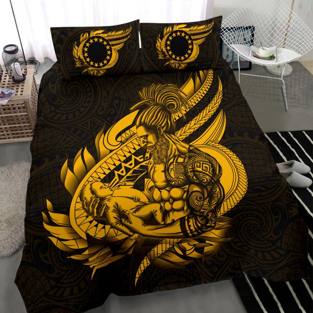 Polynesian Bedding Set - Cook islands Duvet Cover Set Father And Son Gold Gold - Polynesian Pride