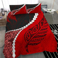 Paua Shell Maori Silver Fern Bedding Set, Red - Polynesian Pride