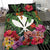 Kanaka Maoli (Hawaiian) Bedding Set - Coat Of Arms Tropical Flowers And Banana Leaves - Polynesian Pride