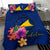 Polynesian Bedding Set - Tokelau Duvet Cover Set Floral With Seal Blue - Polynesian Pride