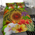 American Samoa Polynesian Bedding Set - Manta Ray Tropical Flowers (Reggae) - Polynesian Pride