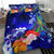 Tahiti Custom Personalised Bedding Set - Humpback Whale with Tropical Flowers (Blue) - Polynesian Pride