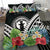 CNMI Bedding Set - CNMI Coat of Arms & Polynesian Tropical Flowers White - Polynesian Pride