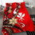 Hawaii Bedding Set - Tribal Flower With Special Turtles Red Color - Polynesian Pride