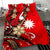 Nauru Bedding Set - Tribal Flower With Special Turtles Red Color - Polynesian Pride