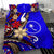 Chuuk Bedding Set - Tribal Flower With Special Turtles Blue Color - Polynesian Pride