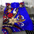 Vanuatu Bedding Set - Tribal Flower With Special Turtles Blue Color - Polynesian Pride