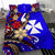 Wallis and Futuna Bedding Set - Tribal Flower With Special Turtles Blue Color - Polynesian Pride