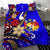 Tonga Polynesian Bedding Set - Tribal Flower With Special Turtles Blue Color - Polynesian Pride