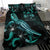 Fiji Polynesian Bedding Set - Turtle With Blooming Hibiscus Turquoise - Polynesian Pride